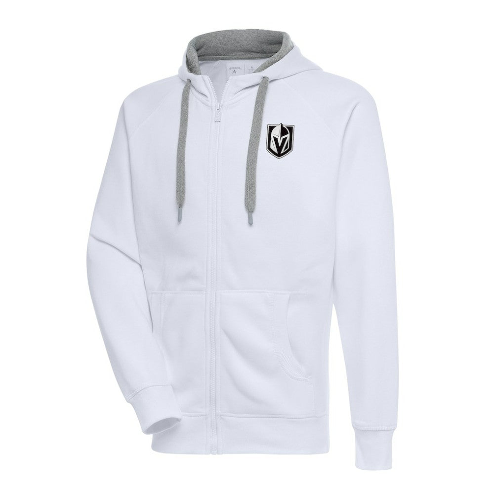 Vegas Golden Knights Antigua Metallic Logo Victory Full-Zip Hoodie White