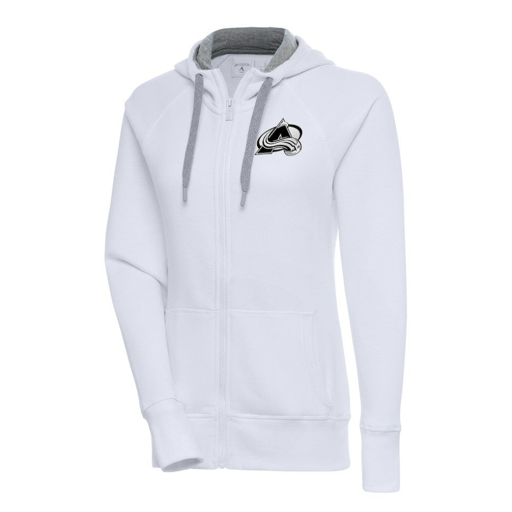 Colorado Avalanche - Antigua Women's Metallic Logo Victory Full-Zip Hoodie White