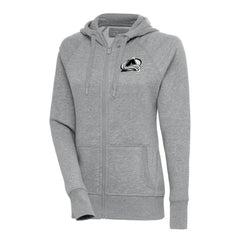 Colorado Avalanche - Antigua Women's Metallic Logo Victory Full-Zip Hoodie Heather Gray