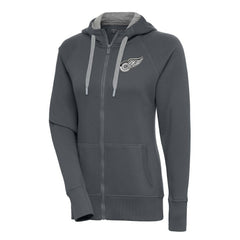 Detroit Red Wings - Antigua Women's Metallic Logo Victory Full-Zip Hoodie Charcoal