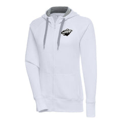 Minnesota Wild - Antigua Women's Metallic Logo Victory Full-Zip Hoodie White