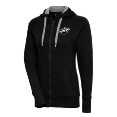 Minnesota Wild - Antigua Women's Metallic Logo Victory Full-Zip Hoodie Black