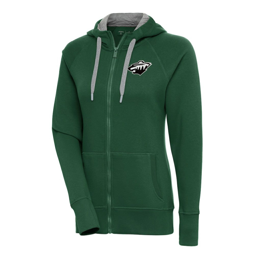 Minnesota Wild - Antigua Women's Metallic Logo Victory Full-Zip Hoodie Green