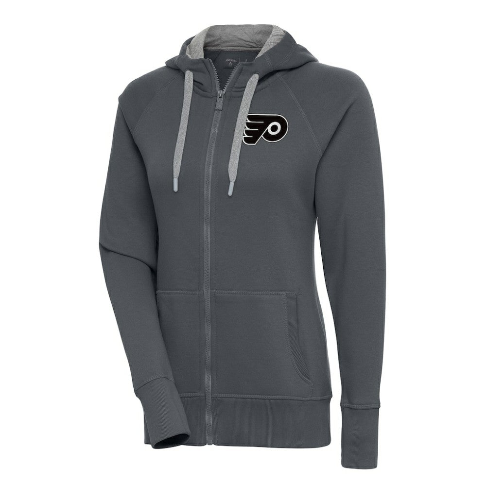 Philadelphia Flyers - Antigua Women's Metallic Logo Victory Full-Zip Hoodie Charcoal