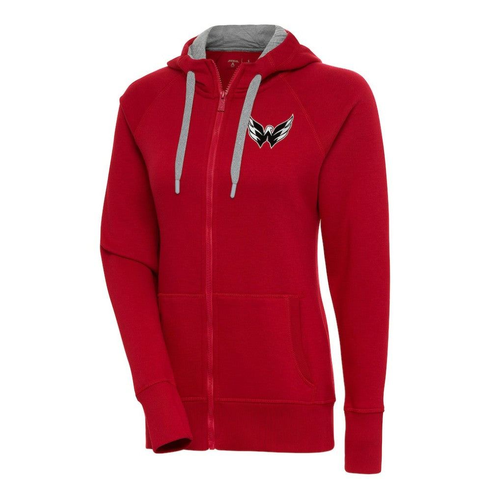 Washington Capitals Antigua Women's Metallic Logo Victory Full-Zip Hoodie Red