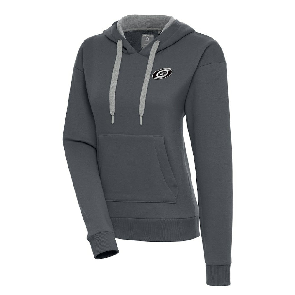 Carolina Hurricanes - Antigua Women's Metallic Logo Victory Pullover Hoodie Charcoal