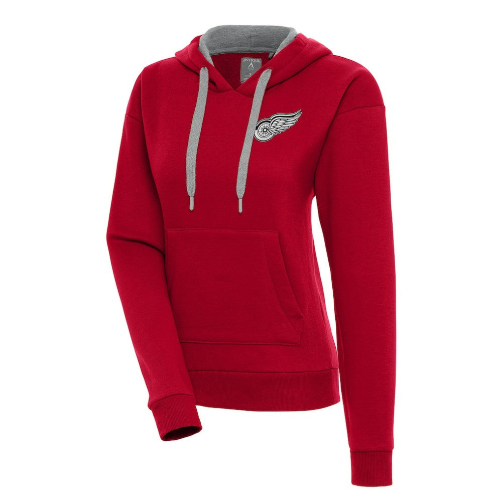 Detroit Red Wings - Antigua Women's Metallic Logo Victory Pullover Hoodie Red