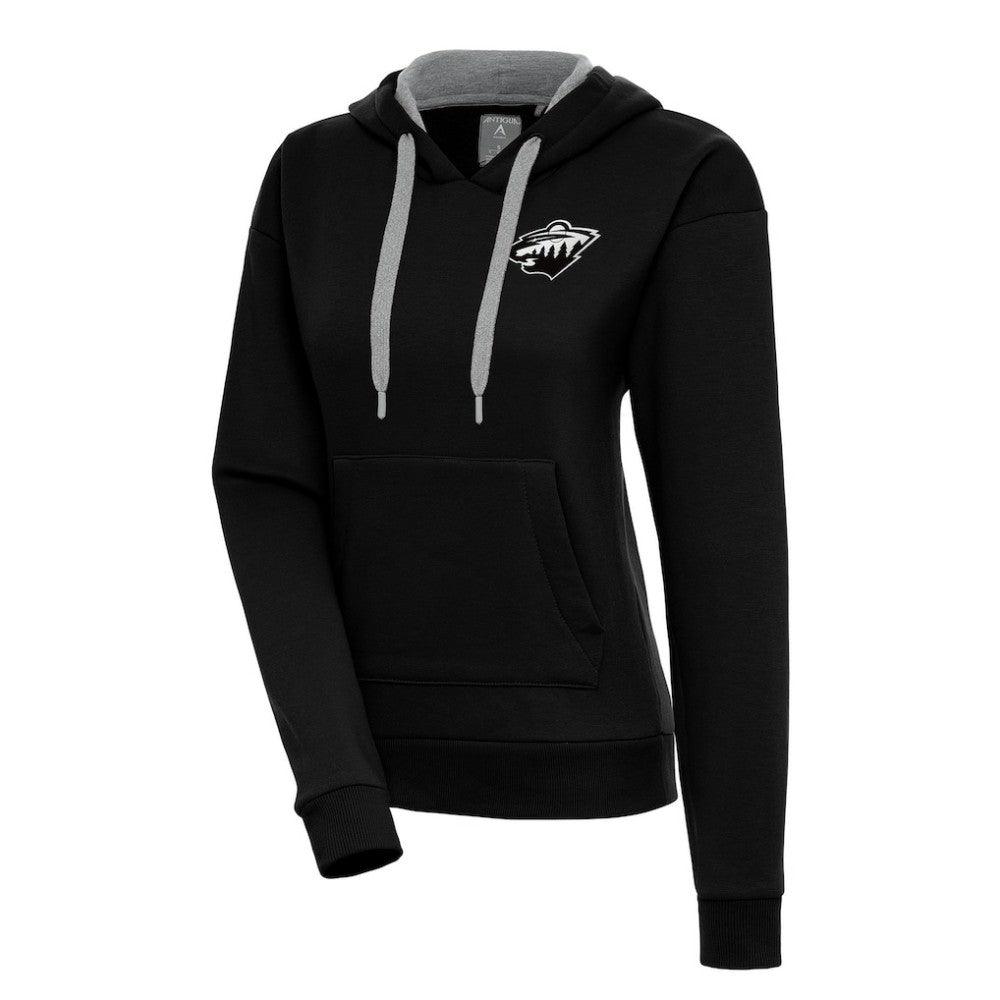 Minnesota Wild - Antigua Women's Metallic Logo Victory Pullover Hoodie Black