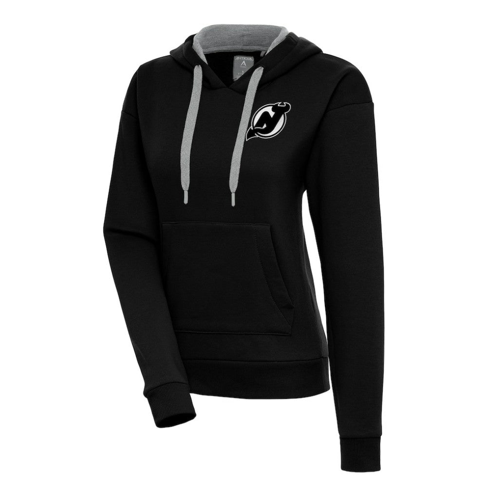 New Jersey Devils - Antigua Women's Metallic Logo Victory Pullover Hoodie Black
