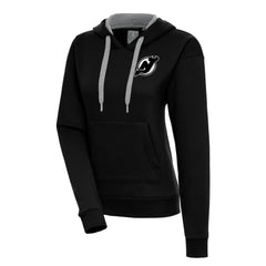 New Jersey Devils - Antigua Women's Metallic Logo Victory Pullover Hoodie Black