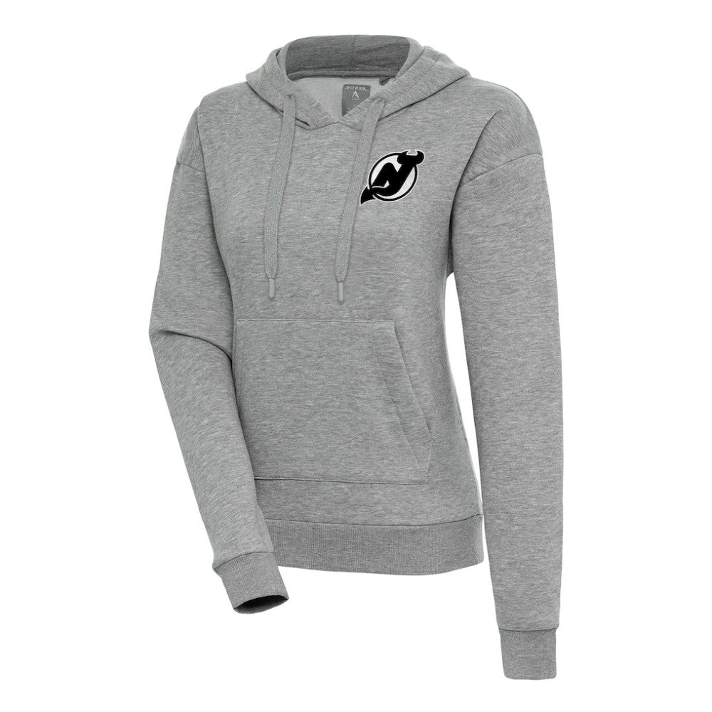 New Jersey Devils - Antigua Women's Metallic Logo Victory Pullover Hoodie Heather Gray