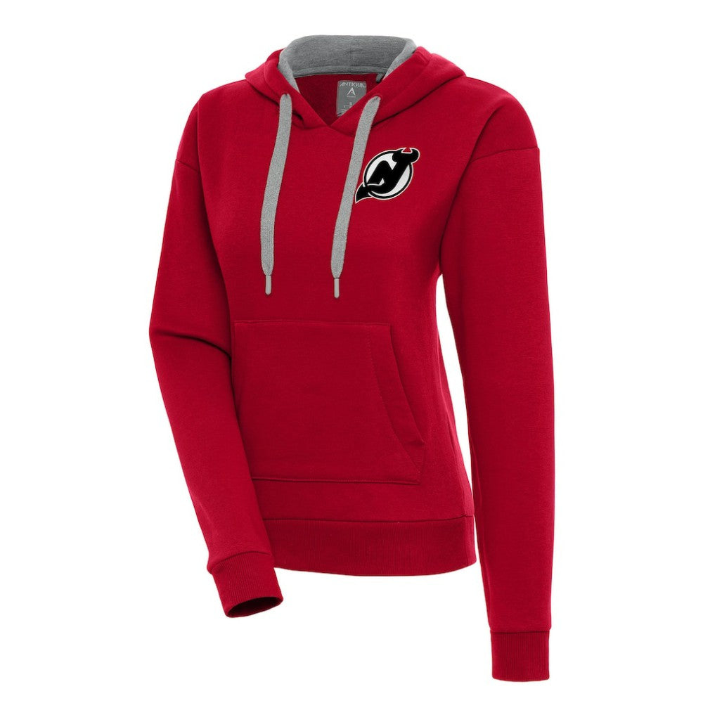 New Jersey Devils - Antigua Women's Metallic Logo Victory Pullover Hoodie Red