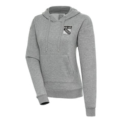 New York Rangers Antigua Women's Metallic Logo Victory Pullover Hoodie Heather Gray