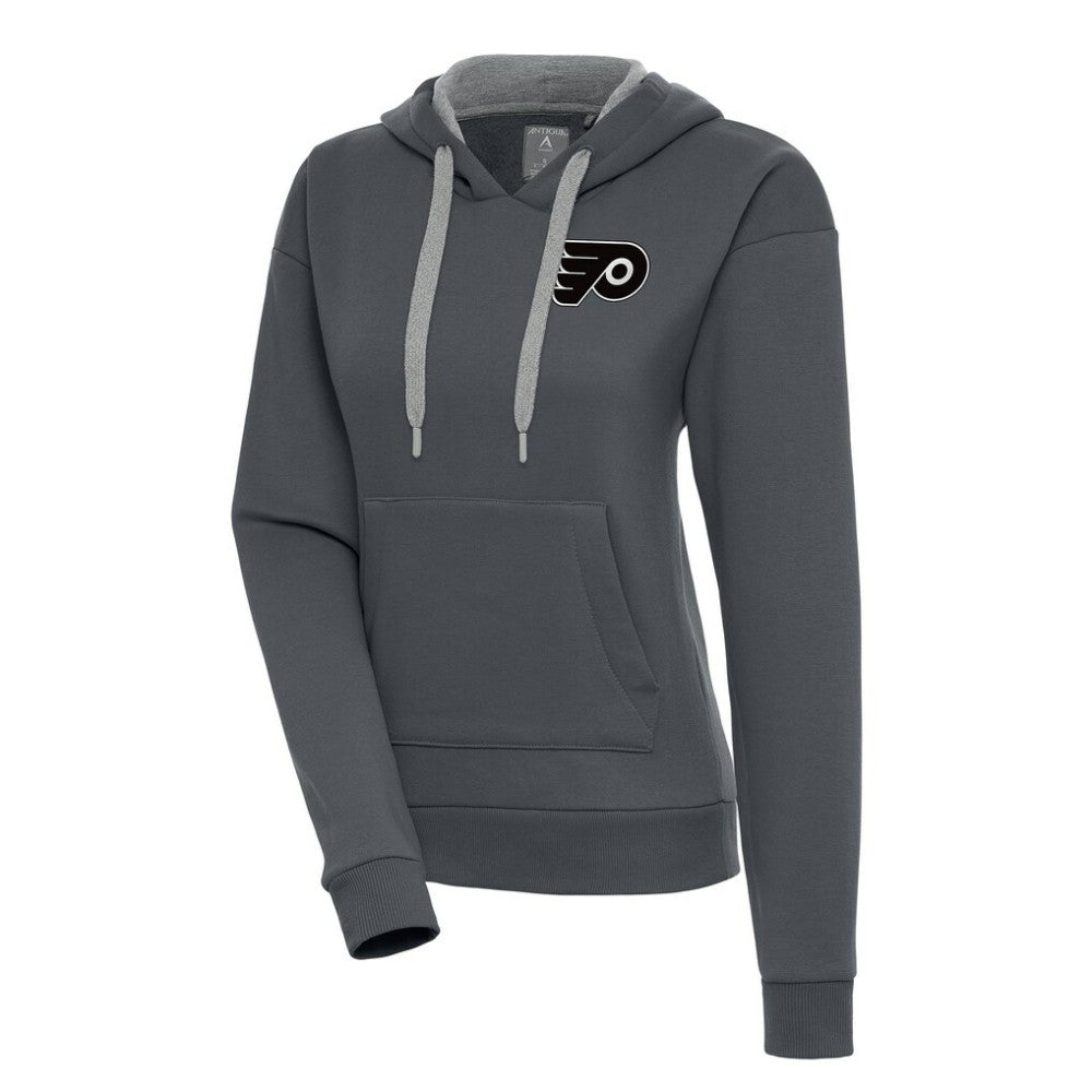 Philadelphia Flyers - Antigua Women's Metallic Logo Victory Pullover Hoodie Charcoal