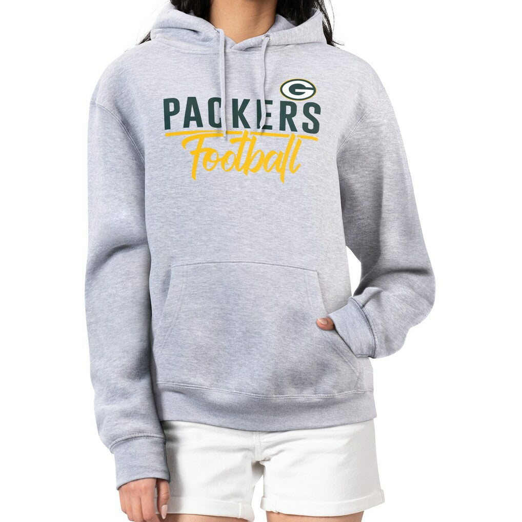 Green Bay Packers G-III 4Her by Carl Banks Women's Graphic Fleece Pullover Hoodie Heather Gray - NFL