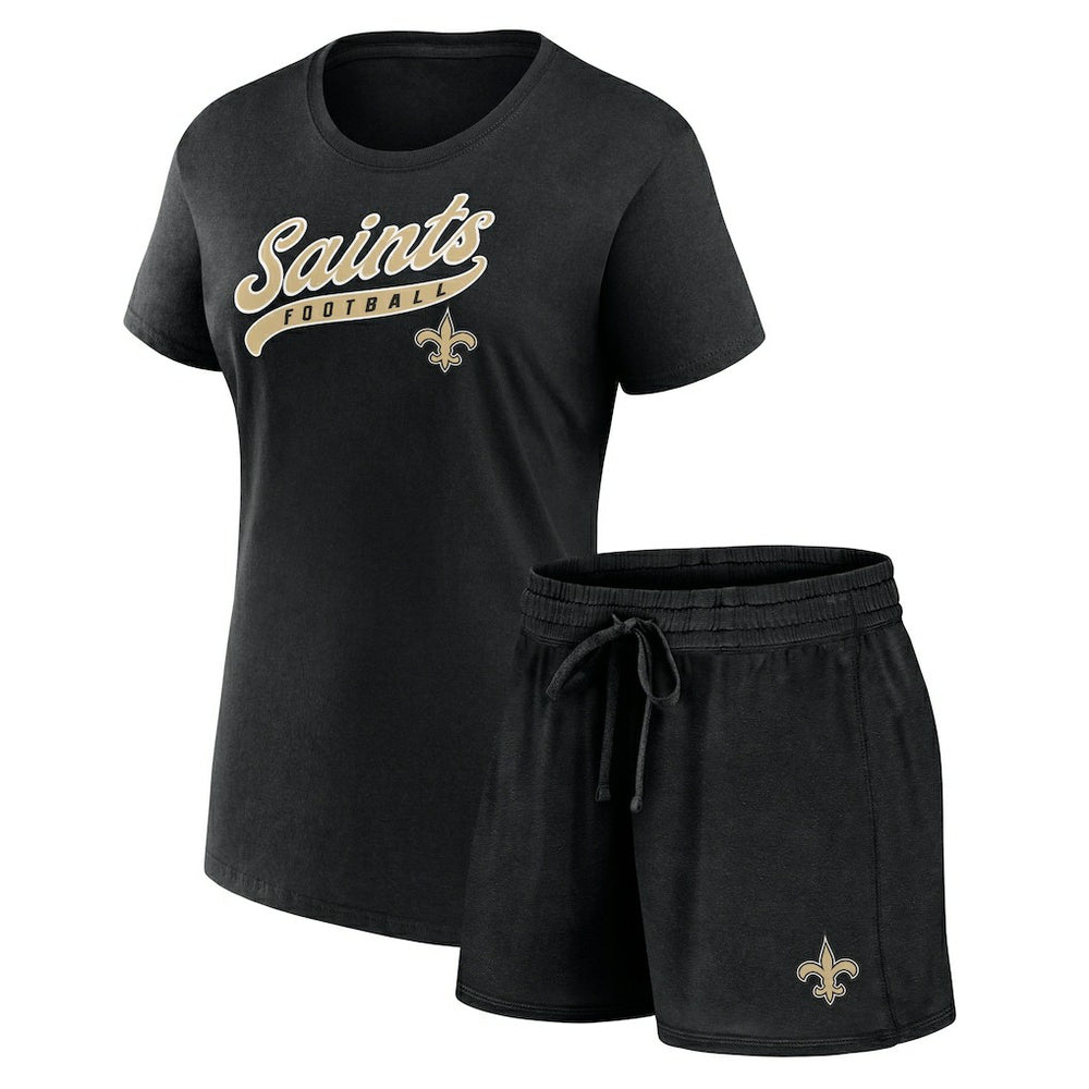 New Orleans Saints Women's Start to Finish T-Shirt & Shorts Combo Pack Black - Fanatics