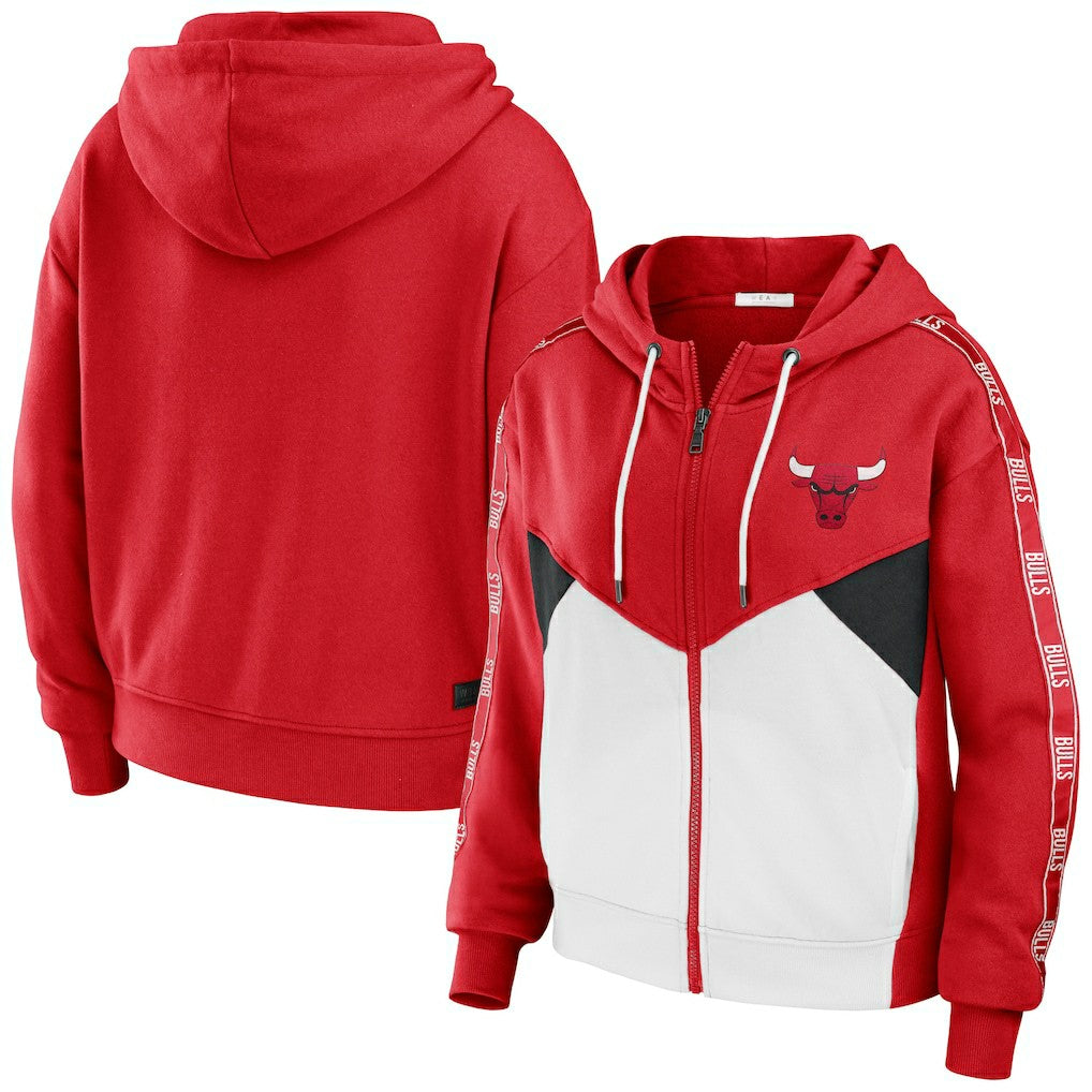 NBA - Chicago Bulls WEAR by Erin Andrews Women's Color-Block Full-Zip Hoodie - Red