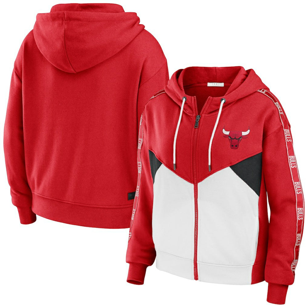 NBA - Chicago Bulls WEAR by Erin Andrews Women's Color-Block Full-Zip Hoodie - Red