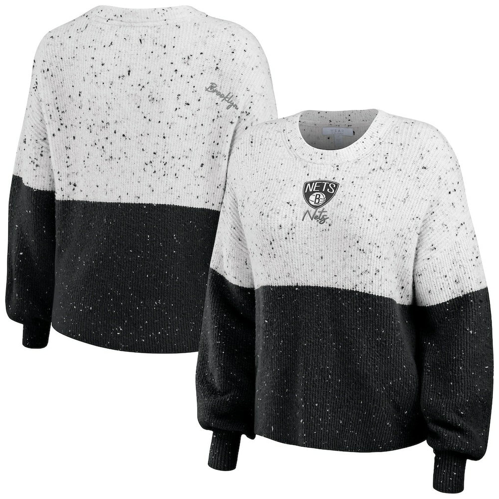 NBA - Brooklyn Nets WEAR by Erin Andrews Women's Color-Block Pullover Sweater - White/Black