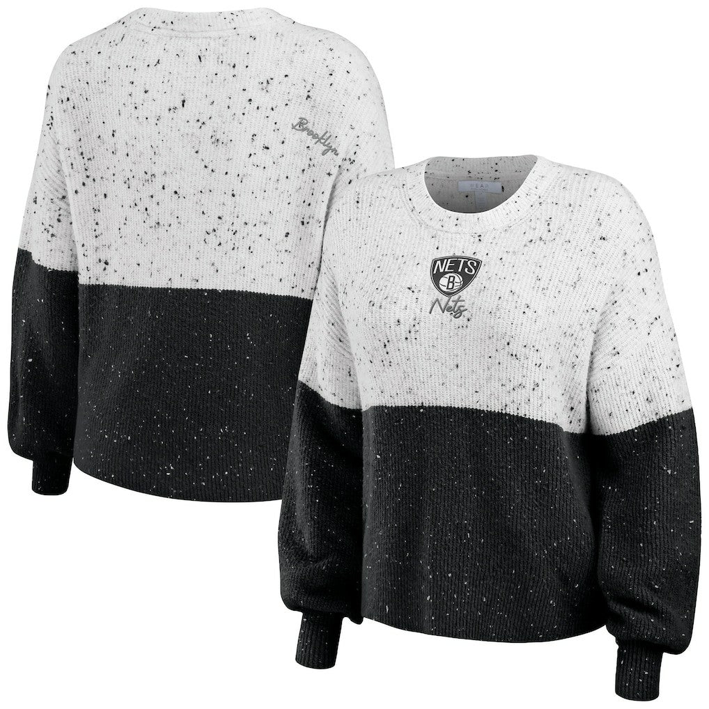 NBA - Brooklyn Nets WEAR by Erin Andrews Women's Color-Block Pullover Sweater - White/Black