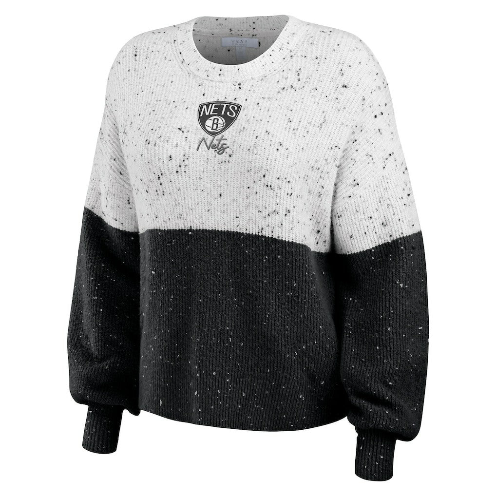 NBA - Brooklyn Nets WEAR by Erin Andrews Women's Color-Block Pullover Sweater - White/Black