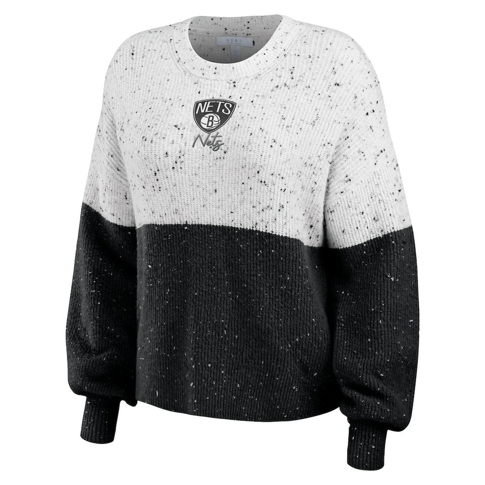 NBA - Brooklyn Nets WEAR by Erin Andrews Women's Color-Block Pullover Sweater - White/Black