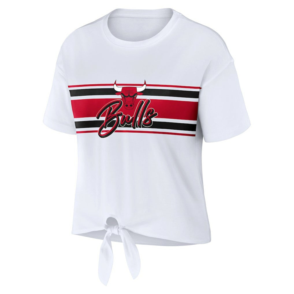 NBA - Chicago Bulls WEAR by Erin Andrews Women's Tie-Front T-Shirt - White