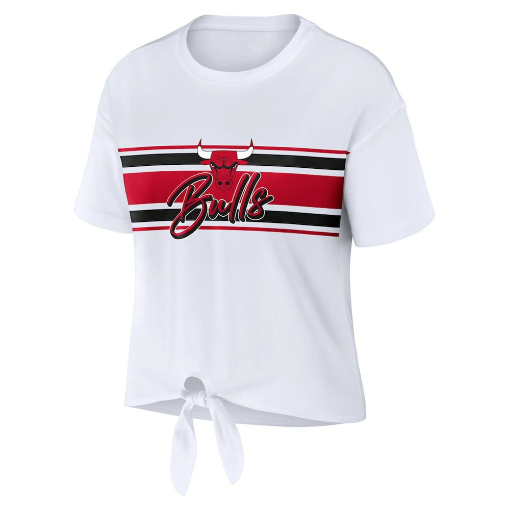 NBA - Chicago Bulls WEAR by Erin Andrews Women's Tie-Front T-Shirt - White