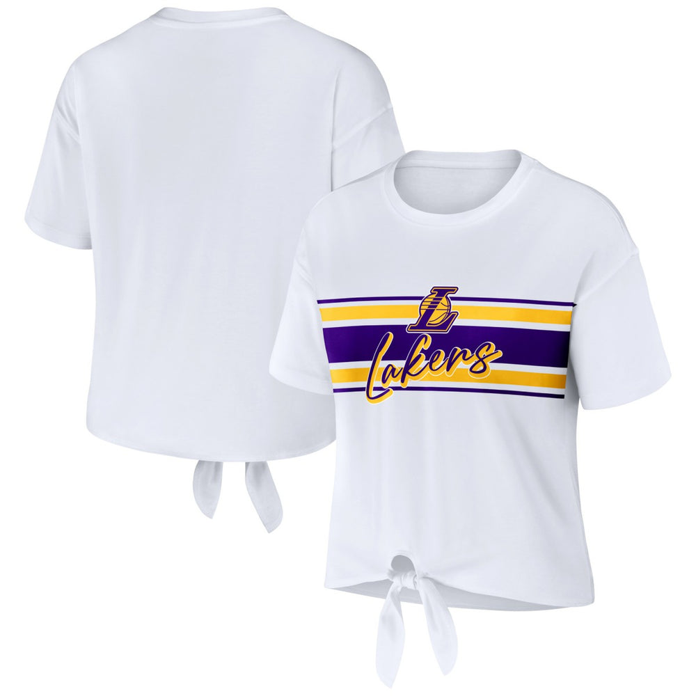 NBA - Los Angeles Lakers WEAR by Erin Andrews Women's Tie-Front T-Shirt - White