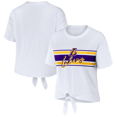 NBA - Los Angeles Lakers WEAR by Erin Andrews Women's Tie-Front T-Shirt - White