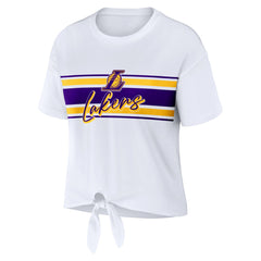 NBA - Los Angeles Lakers WEAR by Erin Andrews Women's Tie-Front T-Shirt - White