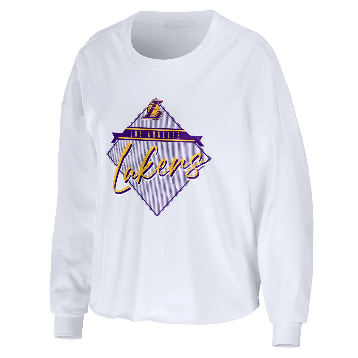 NBA - Los Angeles Lakers WEAR by Erin Andrews Women's Cropped Long Sleeve T-Shirt - White