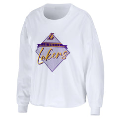 NBA - Los Angeles Lakers WEAR by Erin Andrews Women's Cropped Long Sleeve T-Shirt - White