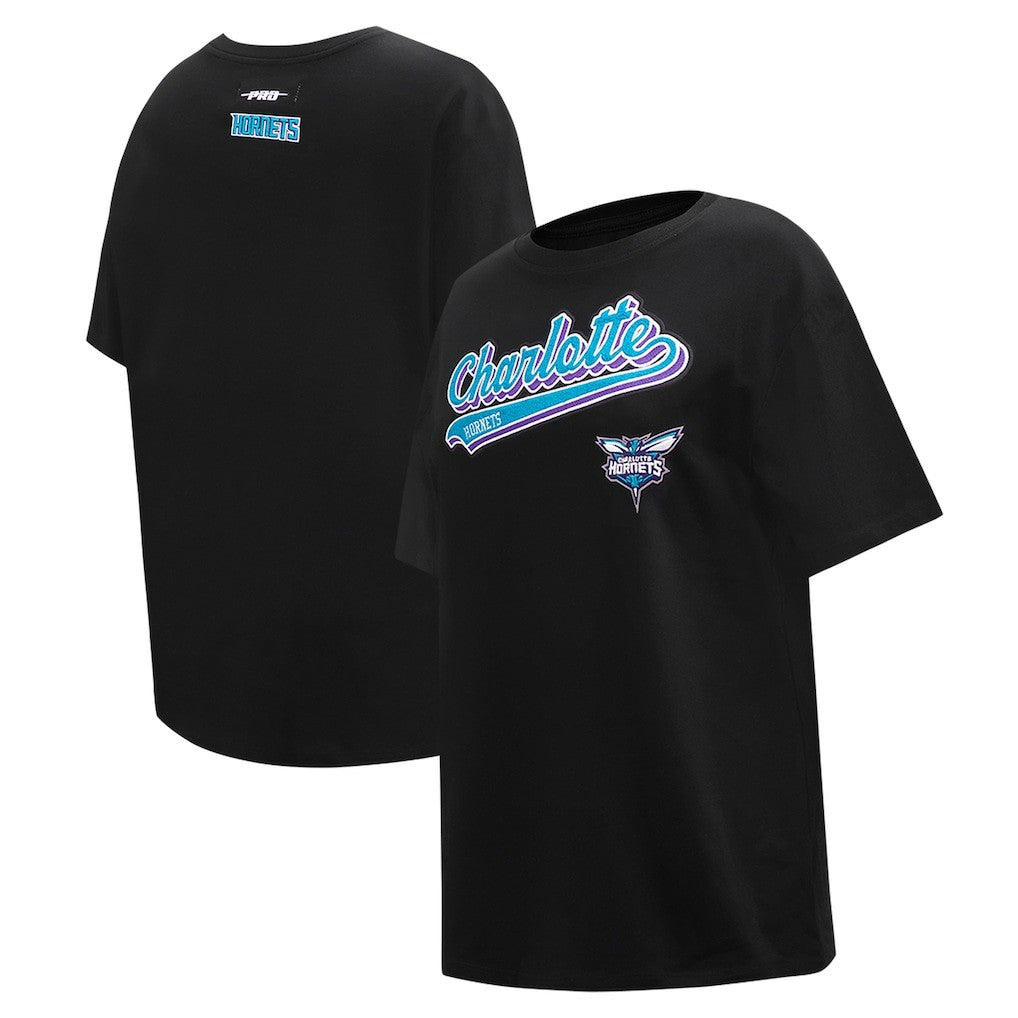 NBA - Charlotte Hornets Pro Standard Women's Script Boyfriend T-Shirt - Black