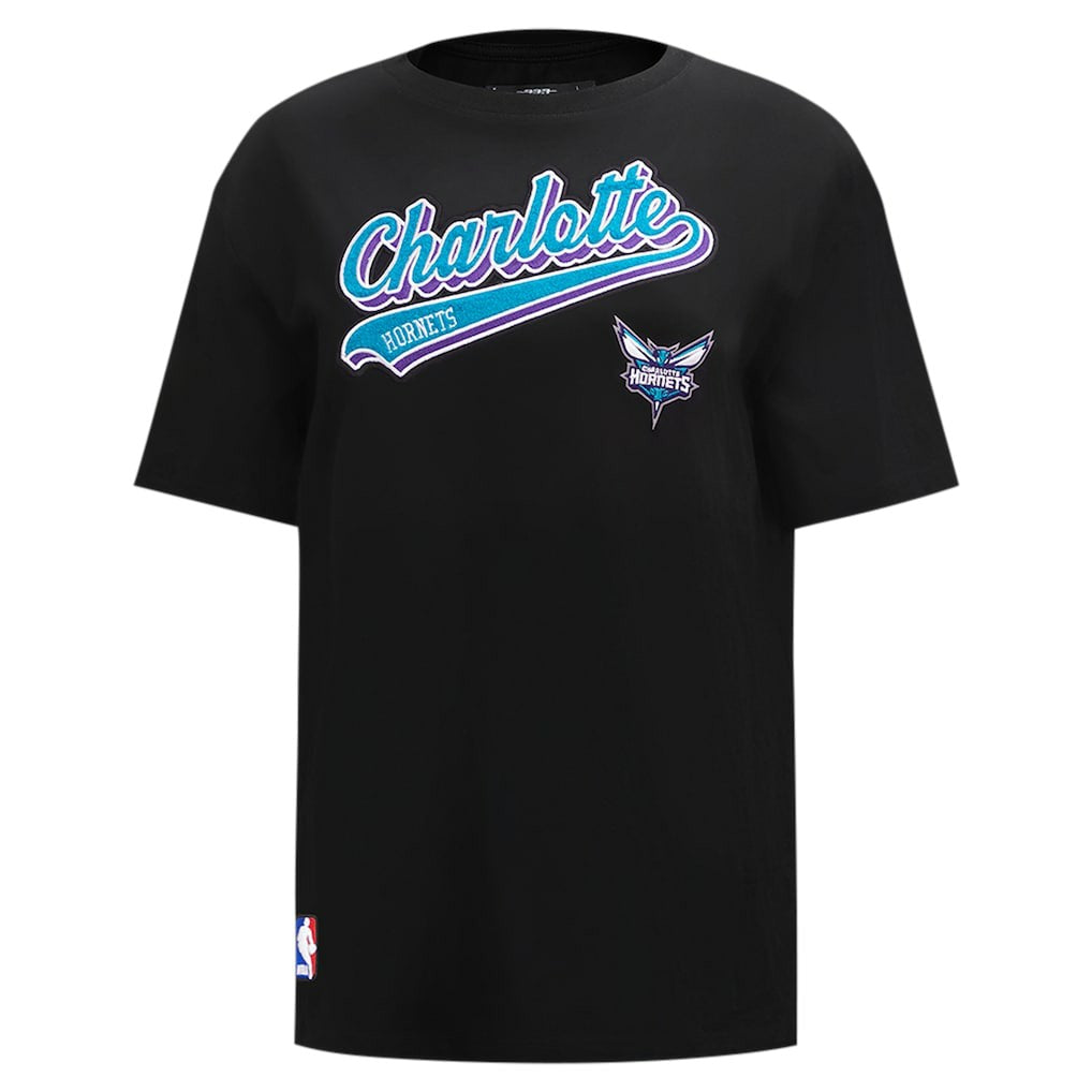 NBA - Charlotte Hornets Pro Standard Women's Script Boyfriend T-Shirt - Black