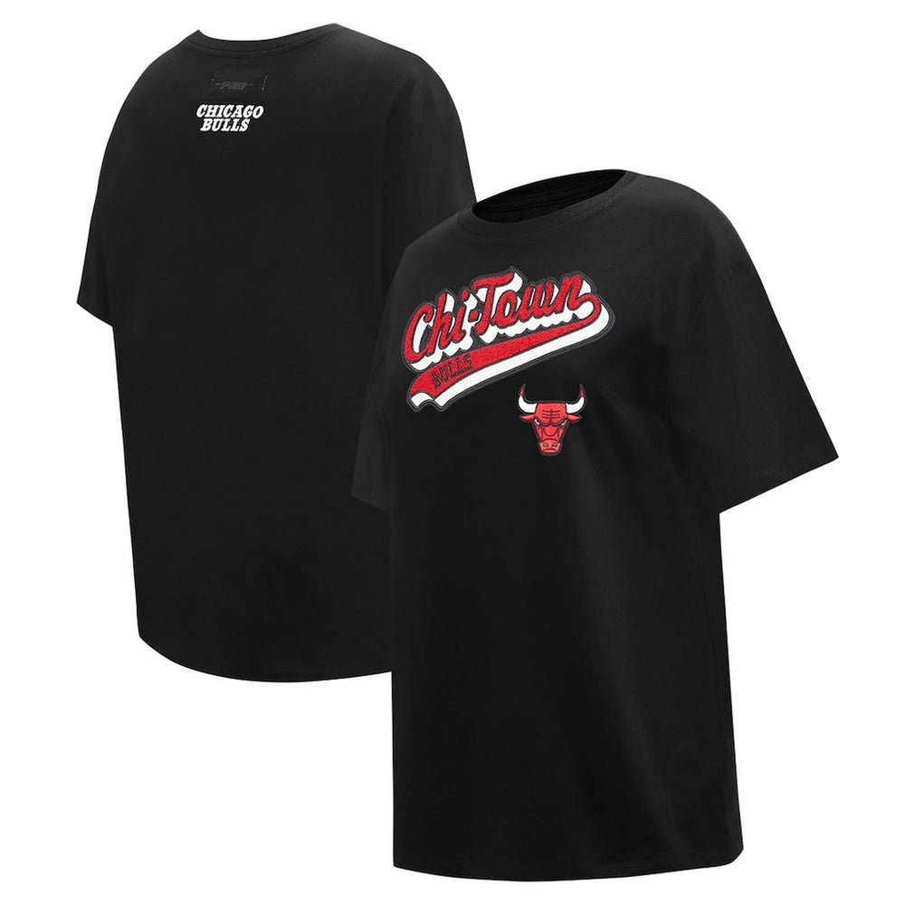 NBA - Chicago Bulls Pro Standard Women's Script Boyfriend T-Shirt - Black