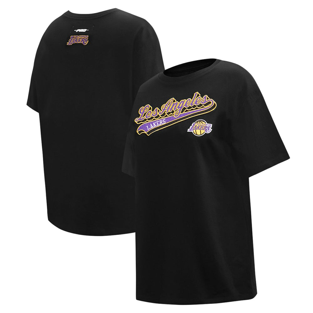 NBA - Los Angeles Lakers Pro Standard Women's Script Boyfriend T-Shirt - Black