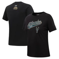 NBA - Milwaukee Bucks Pro Standard Women's Script Boyfriend T-Shirt - Black