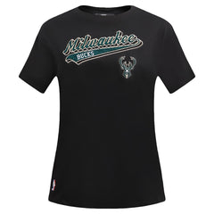 NBA - Milwaukee Bucks Pro Standard Women's Script Boyfriend T-Shirt - Black