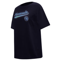 NBA - Minnesota Timberwolves Pro Standard Women's Script Boyfriend T-Shirt - Navy