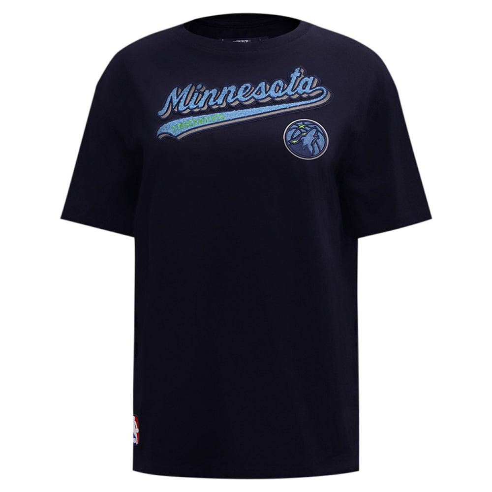 NBA - Minnesota Timberwolves Pro Standard Women's Script Boyfriend T-Shirt - Navy