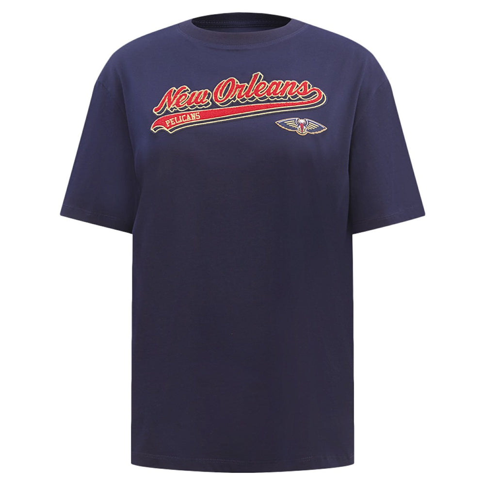 NBA - New Orleans Pelicans Pro Standard Women's Script Boyfriend T-Shirt - Navy