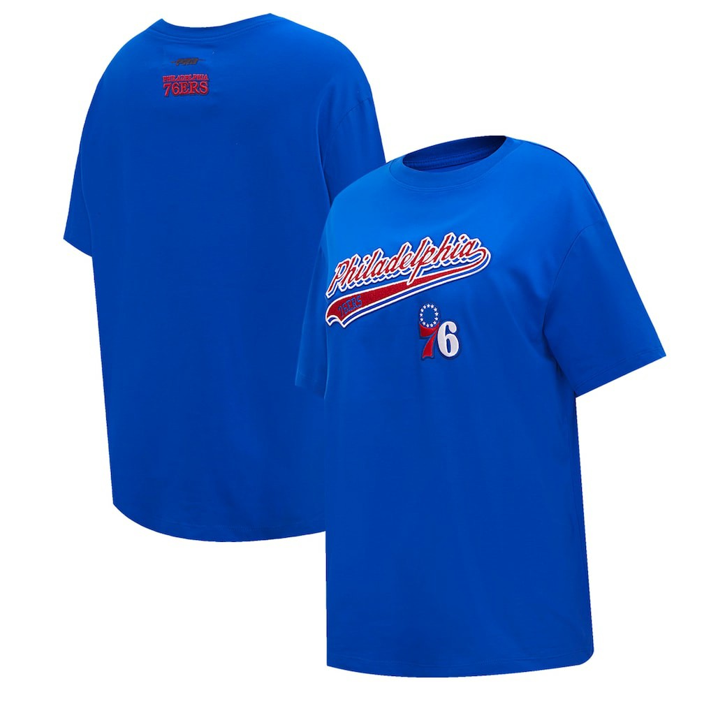 NBA - Philadelphia 76ers Pro Standard Women's Script Boyfriend T-Shirt - Royal
