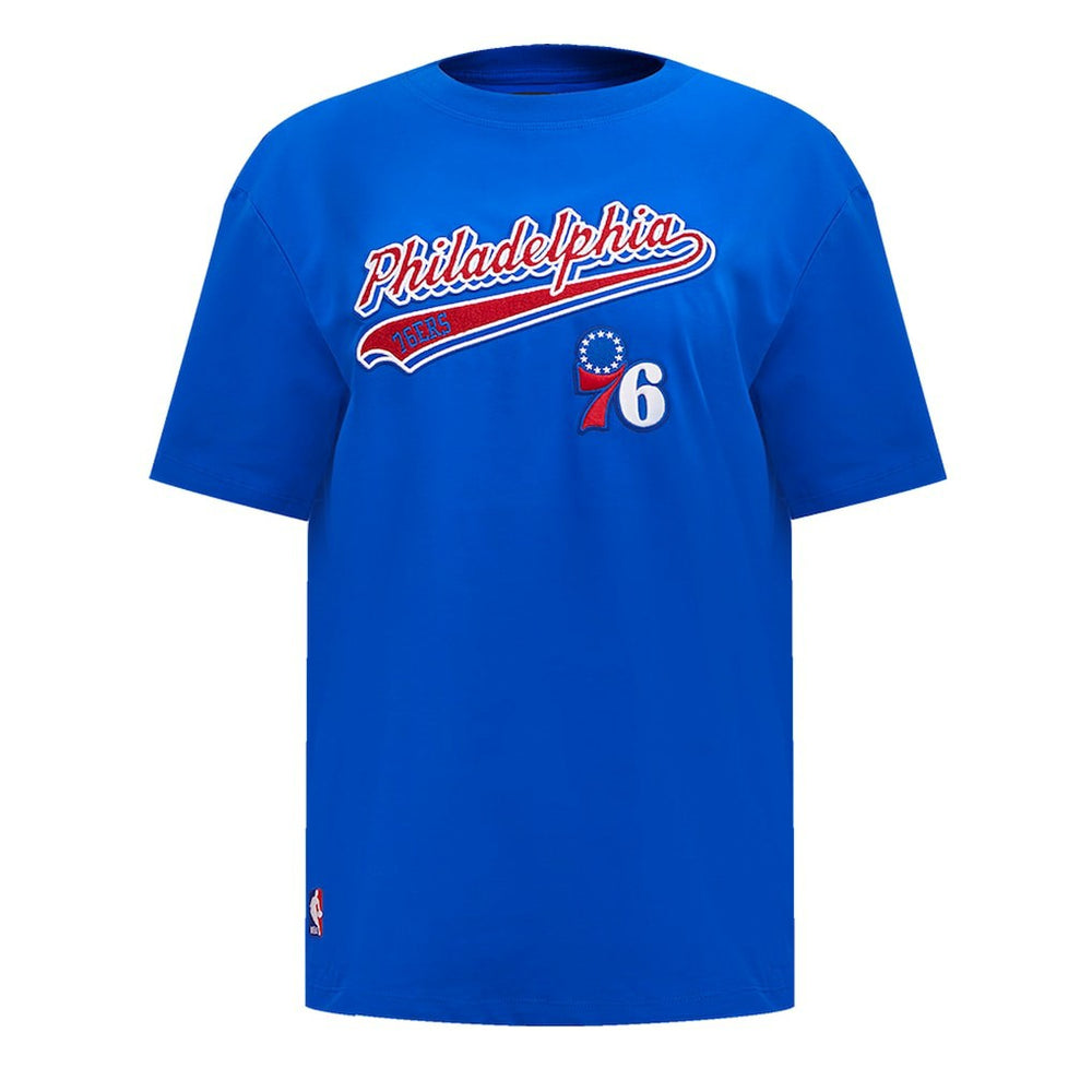 NBA - Philadelphia 76ers Pro Standard Women's Script Boyfriend T-Shirt - Royal
