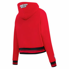 NBA - Chicago Bulls Pro Standard Women's Script Tail Cropped Pullover Hoodie - Red