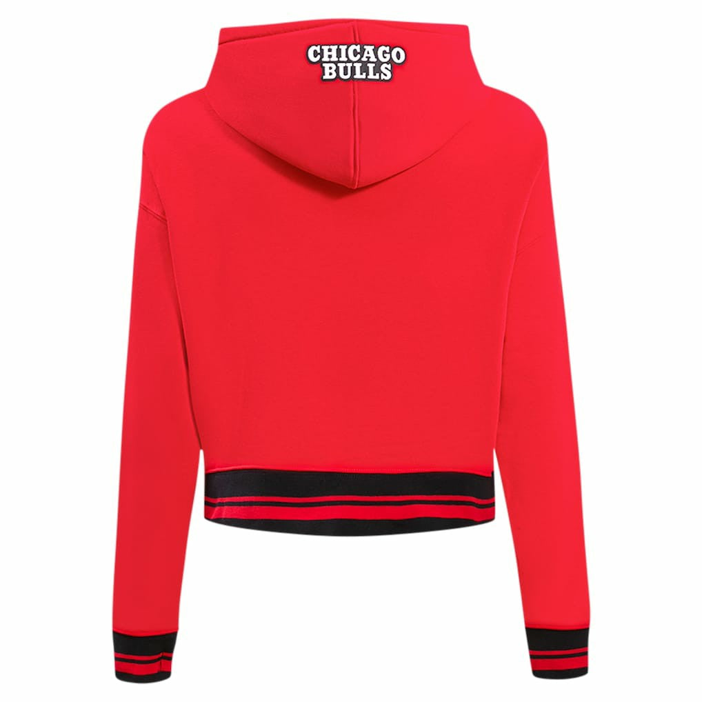NBA - Chicago Bulls Pro Standard Women's Script Tail Cropped Pullover Hoodie - Red