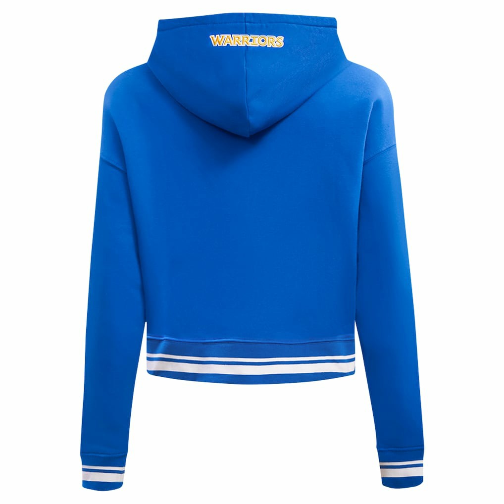 NBA - Golden State Warriors Pro Standard Women's Script Tail Cropped Pullover Hoodie - Royal