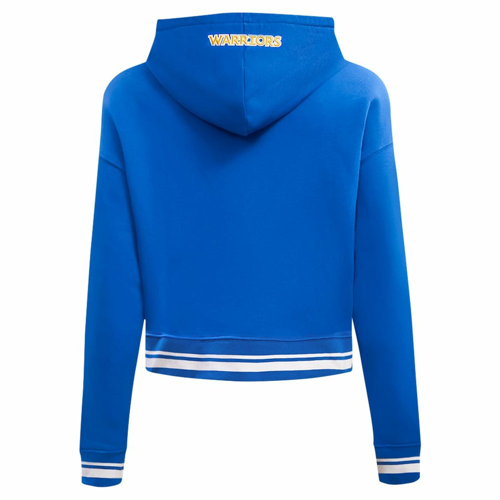 NBA - Golden State Warriors Pro Standard Women's Script Tail Cropped Pullover Hoodie - Royal