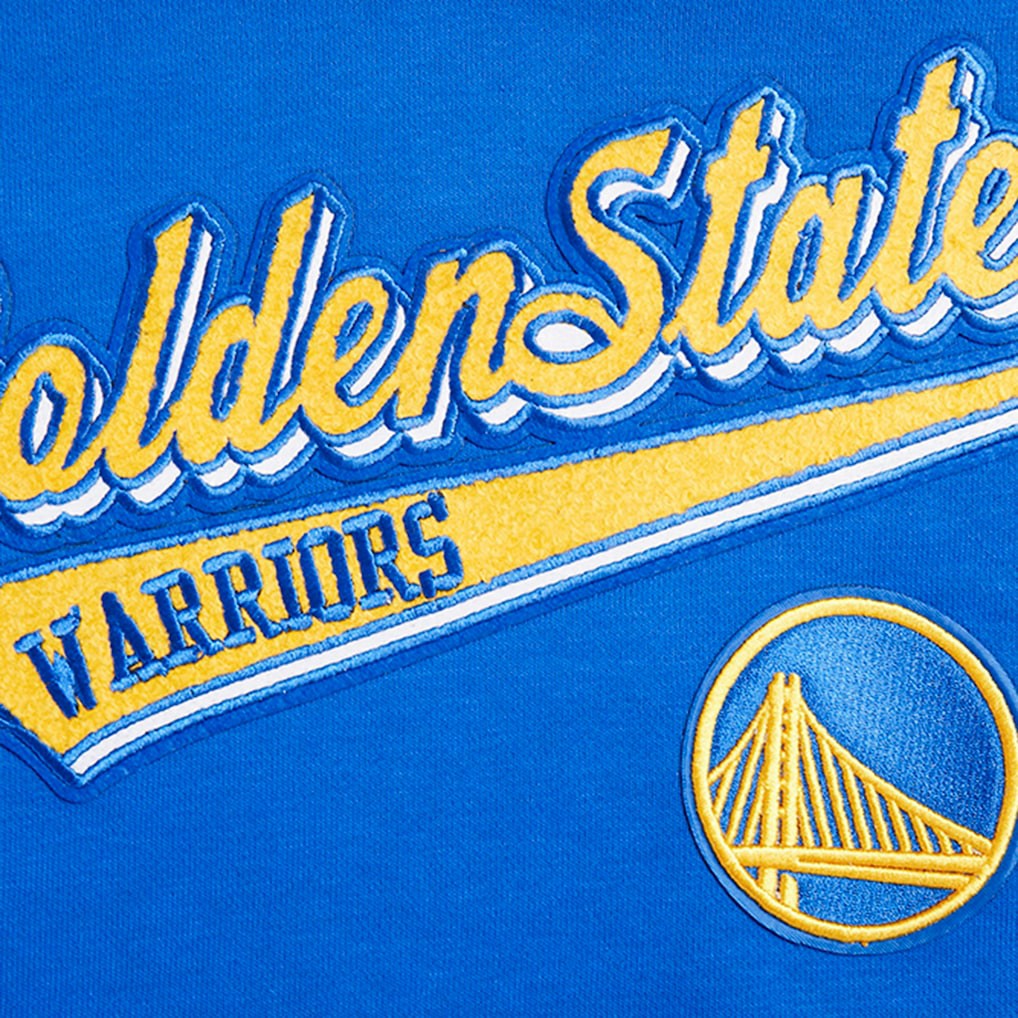 NBA - Golden State Warriors Pro Standard Women's Script Tail Cropped Pullover Hoodie - Royal