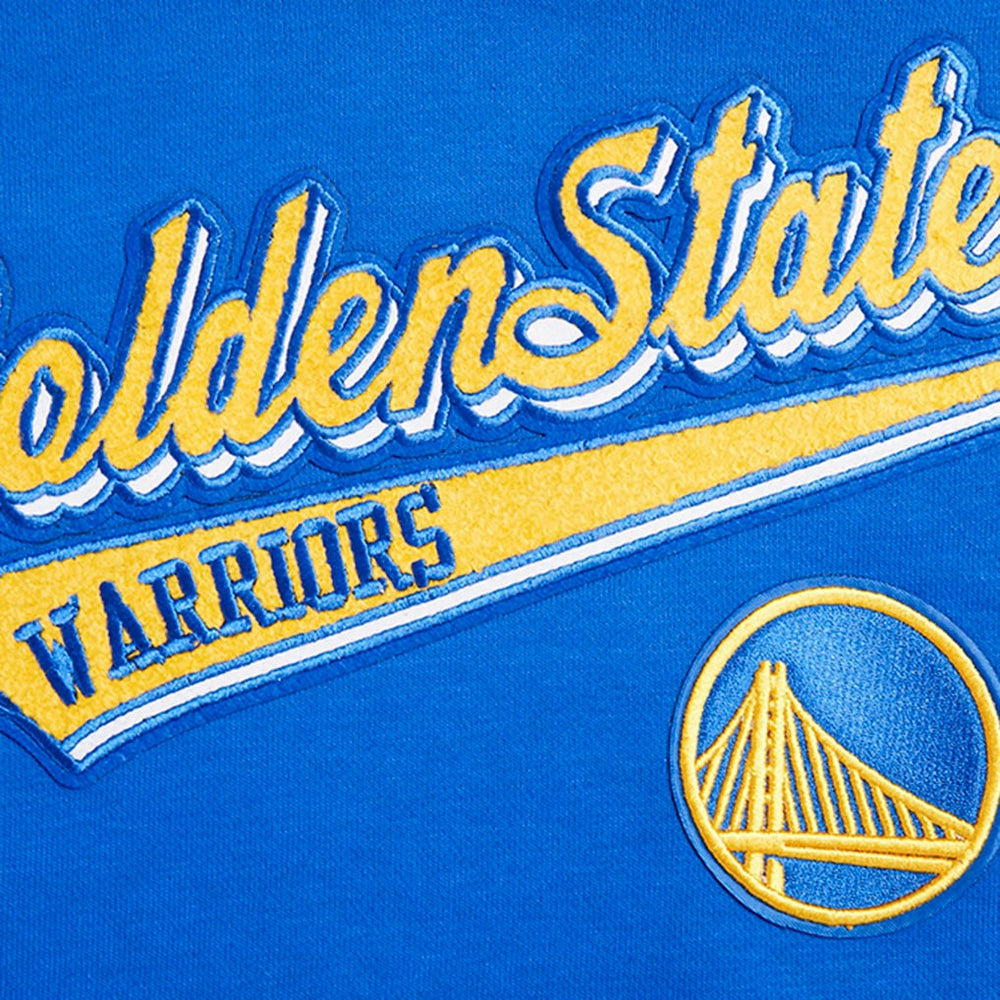NBA - Golden State Warriors Pro Standard Women's Script Tail Cropped Pullover Hoodie - Royal